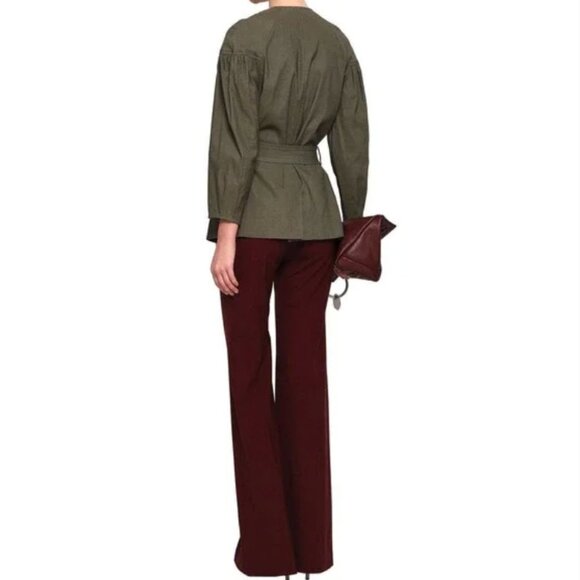 A.L.C. Kendrick Linen Blend Belted Kimono Puff Jacket Olive Green Sz O - Picture 5 of 14